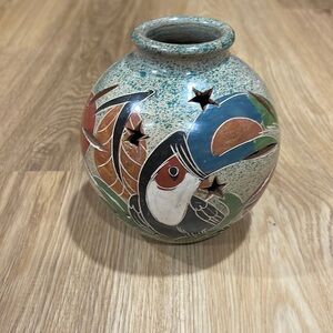 Costa Rica Pottery Toucan/Monkey Candle Shade